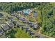 Aerial view showcases community amenities: pool, tennis courts, clubhouse, playground, parking at 1335 Bryson Gap Dr, Fort Mill, SC 29715