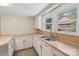 Spacious kitchen with a double sink and bright lighting, featuring white cabinets and an inviting window at 1626 W Park Ave, Albemarle, NC 28001
