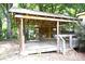Outdoor deck area under a covered shelter with foliage surrounding at 416 E Union St, Marshville, NC 28103