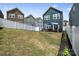Fenced backyard with a well-maintained lawn, wooden deck with canopy, and a cozy fire pit area at 9025 Henry Thoreau Rd, Charlotte, NC 28214