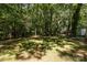View of the sunny backyard with tall trees, partial grass, and lush surroundings at 1118 Brookwood Dr, Stanley, NC 28164