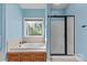 Bathroom with a garden tub with tile surround and a glass-enclosed shower at 1313 Western Hills Ln, Vale, NC 28168