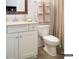 Bright bathroom with cream vanity, beige countertop, and modern fixtures offers a clean and functional space at 2008 Thatcher Way, Fort Mill, SC 29715