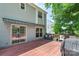 A cozy deck features an awning, glass sliding doors, and ample seating, perfect for outdoor enjoyment at 2012 Killarney Pl, Charlotte, NC 28262