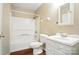 Bathroom featuring a tub and shower, vanity, and updated fixtures at 2239 Blue Hampton Ln, Charlotte, NC 28213
