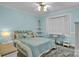 Comfortable bedroom with a bay window, cozy carpet, and blue walls at 327 Saint Andrews Rd, Statesville, NC 28625