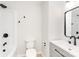 A clean bathroom boasts modern fixtures, a shower/tub, and stylish mirror at 3724 Patricia Nw Dr, Concord, NC 28027