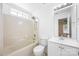 Clean bathroom features a shower-tub combo, single sink vanity, and modern fixtures at 4697 Madeline Dr, Rock Hill, SC 29732