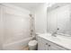 Clean bathroom features a shower-tub combo, single sink vanity, and modern lighting at 4697 Madeline Dr, Rock Hill, SC 29732