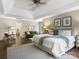 Spacious main bedroom boasts tray ceilings, hardwood floors, and a comfortable seating area for relaxation at 610 Hampshire Hill Rd, Matthews, NC 28105