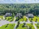 Aerial view of the home on a large lot surrounded by lush greenery and mature trees at 6417 Loyola Ct, Mint Hill, NC 28227
