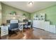 Functional office space with built-in shelving, hardwood floors, and ample desk space at 6417 Loyola Ct, Mint Hill, NC 28227