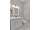 Powder room featuring a single sink vanity, and a clean, modern aesthetic at 106 Kelly Marie Ct, Kings Mountain, NC 28086