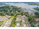 Scenic aerial view capturing the community, marina, and waterfront at 17431 Tuscany Ln, Cornelius, NC 28031