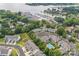 Wonderful aerial view of townhomes near the marina, showcasing the community pool and proximity to the water at 17431 Tuscany Ln, Cornelius, NC 28031