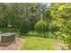 Landscaped backyard featuring lush greenery and a winding stone path at 17431 Tuscany Ln, Cornelius, NC 28031