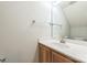 Well-lit bathroom featuring a bright white sink and large mirror for comfortable use at 17431 Tuscany Ln, Cornelius, NC 28031