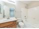 Bright and clean bathroom featuring a tub and shower combination with classic fixtures at 17431 Tuscany Ln, Cornelius, NC 28031