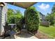 Enjoy outdoor living on the shaded patio with seating and lush greenery at 3020 Heathstead Pl # A, Charlotte, NC 28210