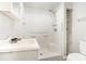 Bathroom featuring a shower-tub combo, sink, toilet, and shelving at 3425 Long Ferry Rd, Salisbury, NC 28146