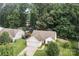 Aerial view of a single-story home in a tranquil neighborhood with a lush, mature tree canopy and private backyard at 5221 Javitz Rd, Charlotte, NC 28216