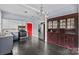 Charming kitchen with gray cabinets, modern appliances, and a built-in china cabinet, ideal for dining at 524 W Horah St, Salisbury, NC 28144