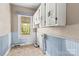 Functional laundry room with overhead cabinets, utility connections, and natural light at 524 W Horah St, Salisbury, NC 28144