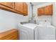 Convenient laundry room equipped with a modern washer and dryer, plus overhead storage at 614 W Peeler St, Salisbury, NC 28146