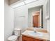 This bathroom features an oversized mirror and natural light from a skylight at 7217 Rena Mae Ln, Charlotte, NC 28227