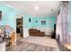 Cozy living room with wood floors and doorway views to the kitchen at 920 Manor Dr, Kings Mountain, NC 28086
