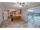 Functional kitchen featuring wood cabinets, linoleum flooring and an open layout, great for casual dining at 1132 Arbor Dr, Salisbury, NC 28144