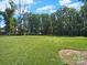 Large backyard with lush green lawn and mature trees; plenty of space for outdoor activities at 159 Autumn Mist Rd, Statesville, NC 28677