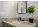 Bathroom features stylish sink with granite counters and a decorative green plant accenting the space at 201 Valley St, Stanley, NC 28164