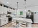 Stylish kitchen with white cabinets, quartz countertops, stainless appliances, and a breakfast bar at 237 Mariposa Rd, Stanley, NC 28164