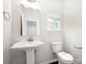 Neat half bathroom with white sink, mirror, and toilet at 3001 Sadler Woods Ln, Charlotte, NC 28214