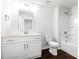 Bathroom with white vanity, modern fixtures, and tub at 3001 Sadler Woods Ln, Charlotte, NC 28214
