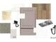 A modern material palette featuring neutral tones, wood flooring, stone, and stainless steel finishes at 4041 Grommet Ct, Matthews, NC 28105