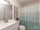 Cozy bathroom showcases a vanity with sink, toilet, and decorative seashell accents at 4801 Pennant Pl, Charlotte, NC 28212