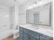 Updated bathroom with marble vanity and a shower-tub combo at 9639 Green Gable Ct, Charlotte, NC 28270