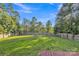 Large backyard featuring lush green grass and a wooden fence at 11407 Lenswood Ct, Charlotte, NC 28214