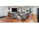 Finished basement with comfortable seating, tv, and walkout access at 1622 Brookstone Dr, Hickory, NC 28602