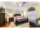 Spacious main bedroom with vaulted ceiling, and wood floors at 1622 Brookstone Dr, Hickory, NC 28602