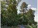 Road to the building site surrounded by dense woods and mature trees under a partly cloudy sky at 1630 Riddle Ext, Clover, SC 29710