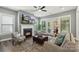 Cozy living room featuring a fireplace, comfortable seating, and natural light from the French doors at 2052 Masons Bend Dr, Fort Mill, SC 29708