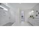 Bright bathroom featuring a glass shower, marble floors, and a double vanity with marble countertop at 2148 Nims Village Dr, Fort Mill, SC 29715