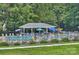 Inviting community pool area with ample seating, umbrellas, and a lifeguard stand for relaxation at 3165 Pendleton Ave, Charlotte, NC 28210