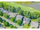 Aerial view of a neighborhood with well-manicured lawns and mature trees near a golf course at 5728 Mantario Dr, Charlotte, NC 28269