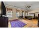 This bedroom offers lots of natural light and a ceiling fan to keep you cool at 6565 Robin Hollow Dr, Mint Hill, NC 28227