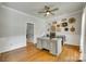 Home office featuring wood desk and a decorative display on the wall with hardwood flooring at 675 Ormand Rd, York, SC 29745