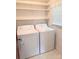 Laundry room featuring washer, dryer, storage shelves and window at 1901 Taylor Dr, Gastonia, NC 28052